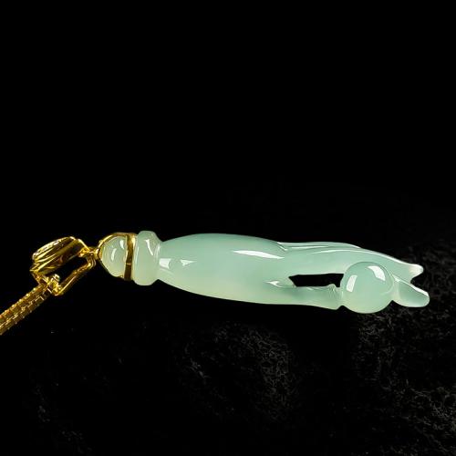 18K黄金镶嵌冰种翡翠吊坠 女款 玉佛手挂件 金镶玉吊坠