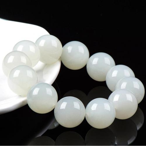 和田羊脂级白玉手链珠子男女款18-18.2mm正品