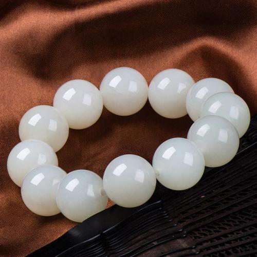 和田羊脂级白玉手链珠子男女款18-18.2mm正品