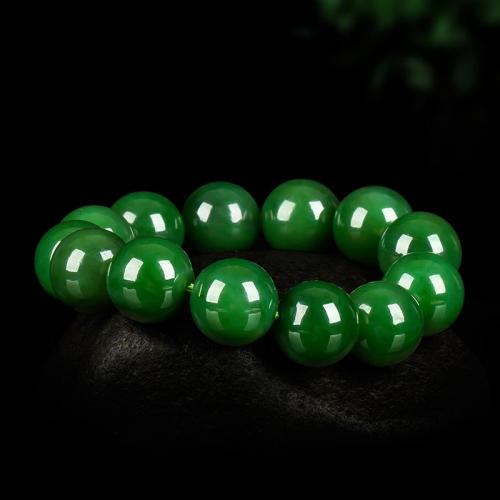 正品新疆和田玉手链 天然玉石碧玉手串16mm圆珠手链 13颗