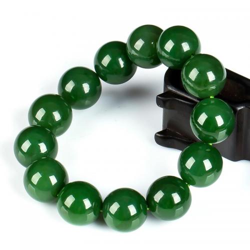 正品新疆和田玉手链 天然玉石碧玉手串16mm圆珠手链 13颗