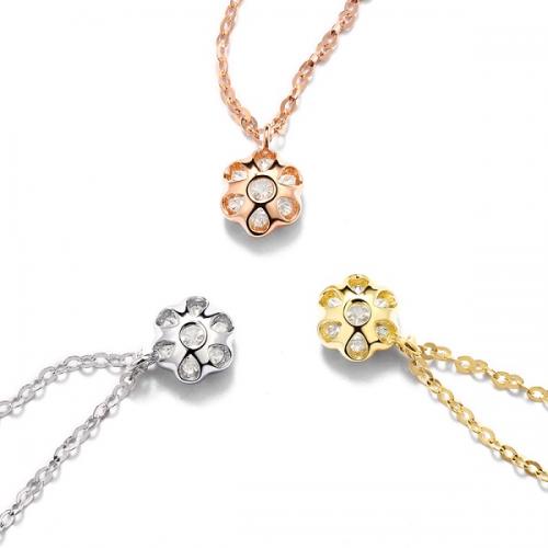 雪花钻石项链18K黄金拼群镶吊坠玫瑰白金锁骨链彩金女士项坠