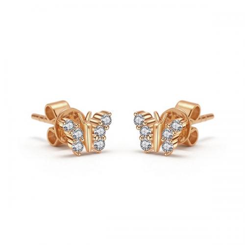 18k玫瑰金钻石耳钉真钻女彩金白金单钻耳钉简约耳环耳饰