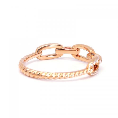 18K黄金钻石戒指 时尚麻花锁链碎钻排戒女个性群镶指环