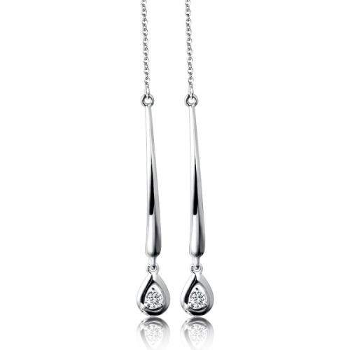 18k金流苏长款钻石耳钉女耳坠pt950铂金耳环真钻白金耳饰