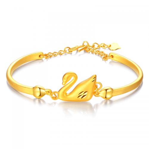 黄金天鹅手链女款999足金新款半手镯3D硬金纯金手环正品首饰珠宝