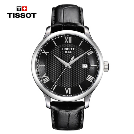 天梭(TISSOT)瑞士手表 俊雅系列皮带石英男士手表T063.610.16.058.00