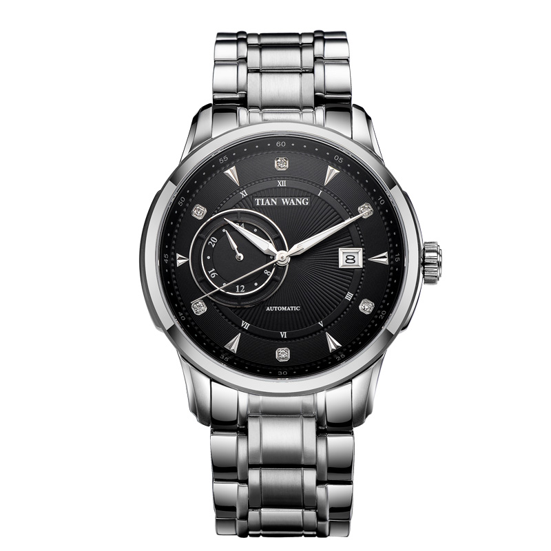 天王表(TIANWANG)手表 男士机械表潮流时尚休闲男表钢带腕表5737 黑色