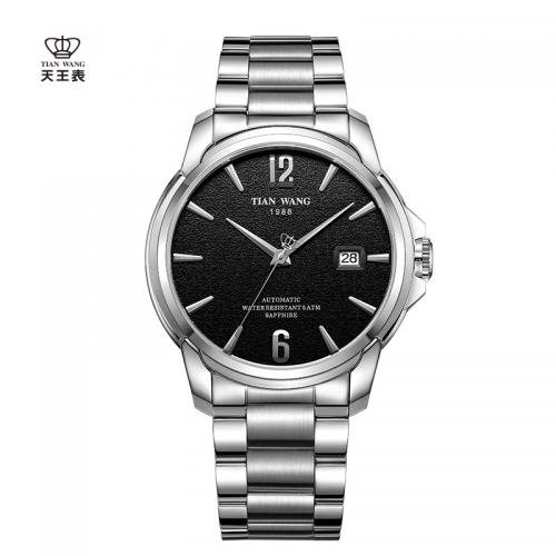 天王表(TIANWANG)手表 征服者系列经典男表机械表 黑盘钢带51030