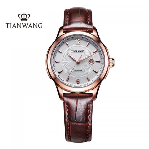 天王表(TIANWANG)手表 经典女表机械表皮带女士腕表5740 白盘皮带