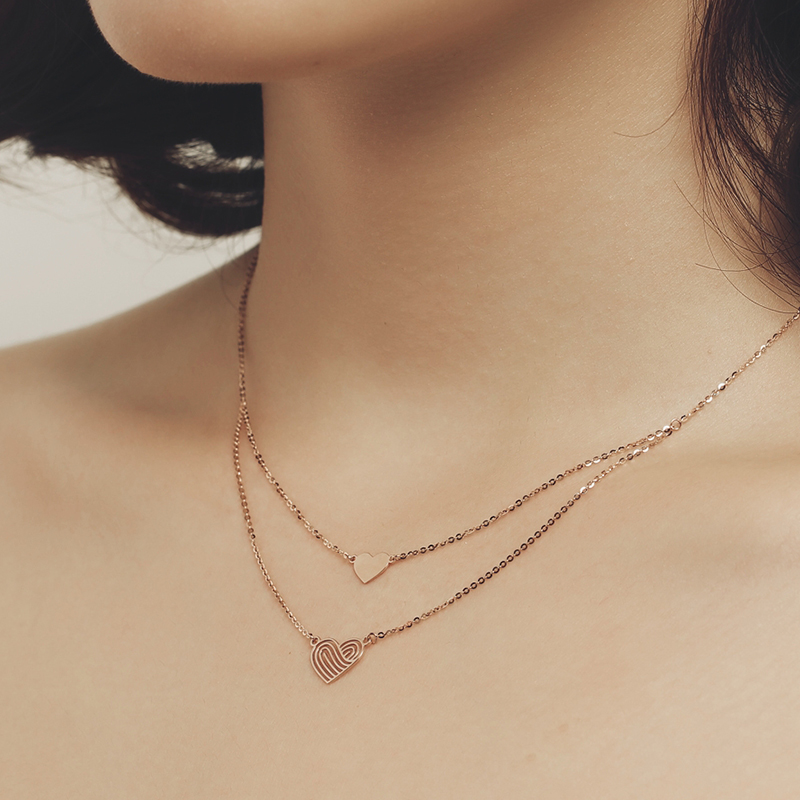 双层爱心吊坠项链