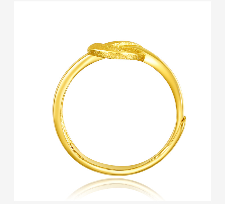 足金心形蝴蝶结女戒产品实拍