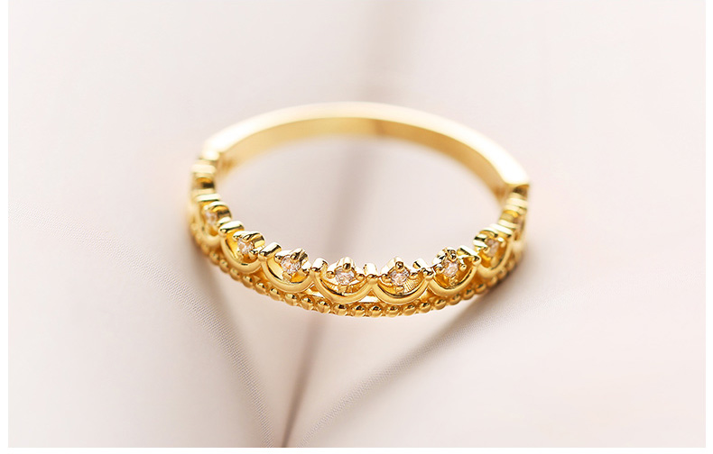 14K金戒指女指环彩金皇冠女戒