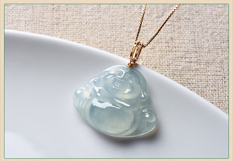 18K玫瑰金镶玉坠