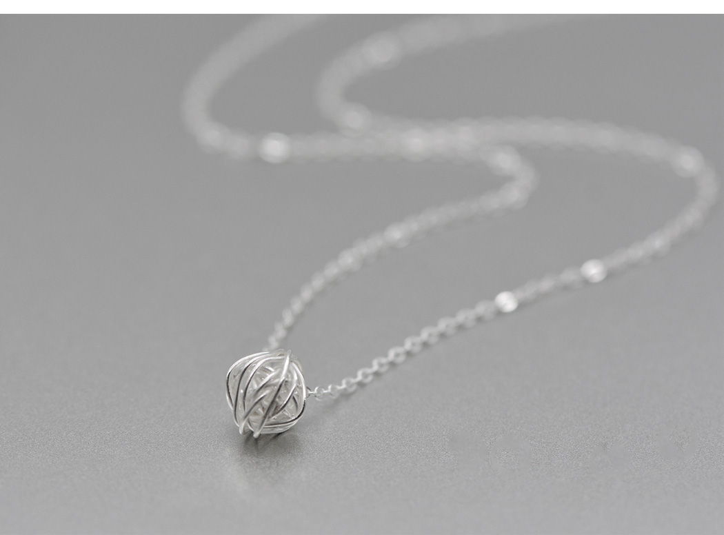 可爱温暖线团毛球925纯银项链