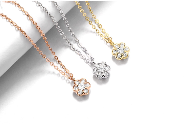 玫瑰白金锁骨链