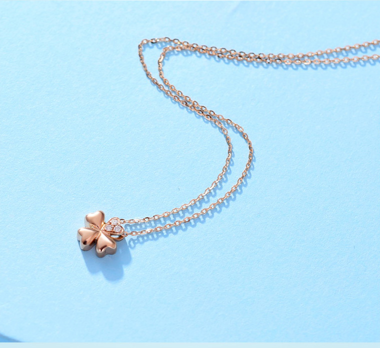 彩金金钻石四叶草项链