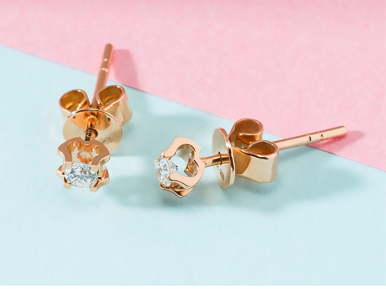 18k玫瑰金钻石耳钉