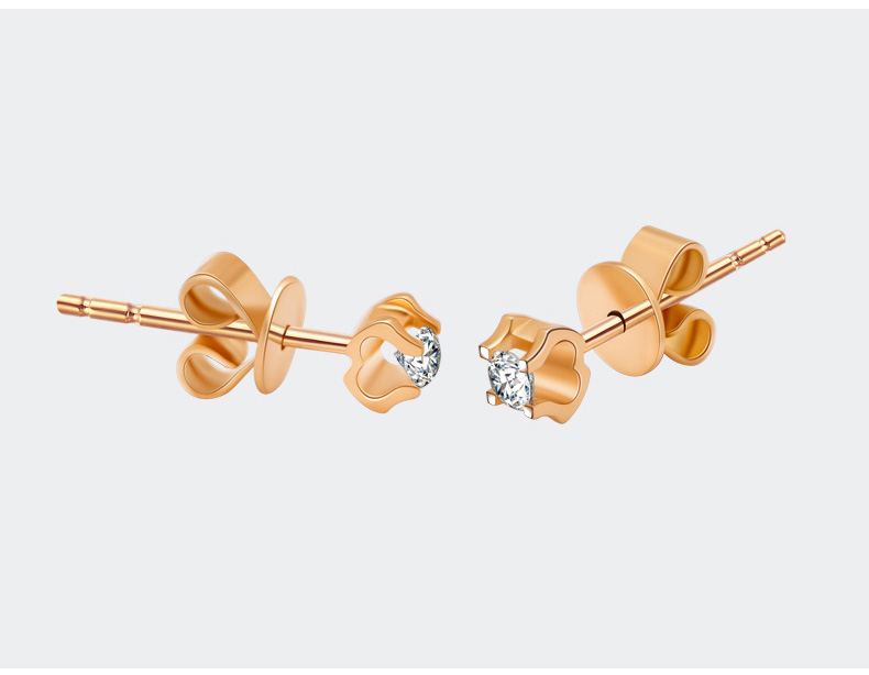 彩金白金单钻耳钉