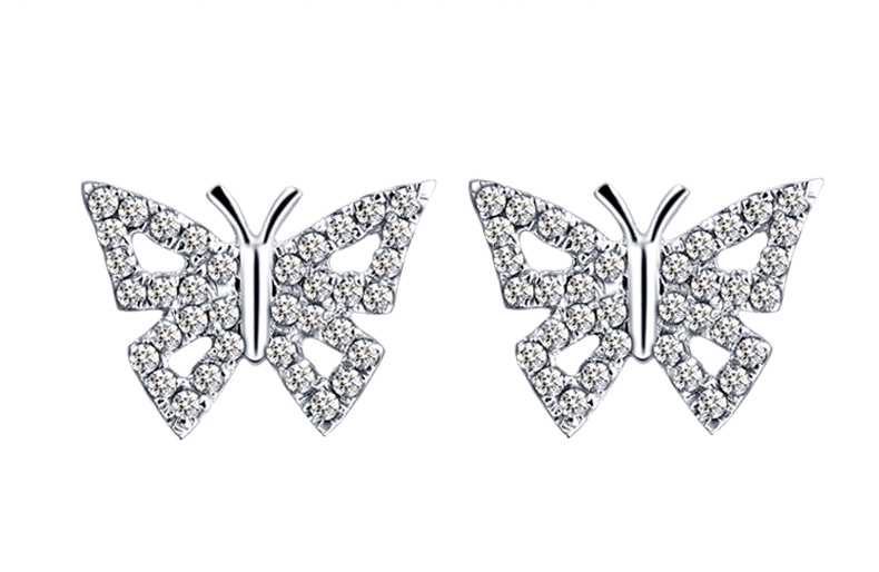 18k金钻石耳钉实拍图