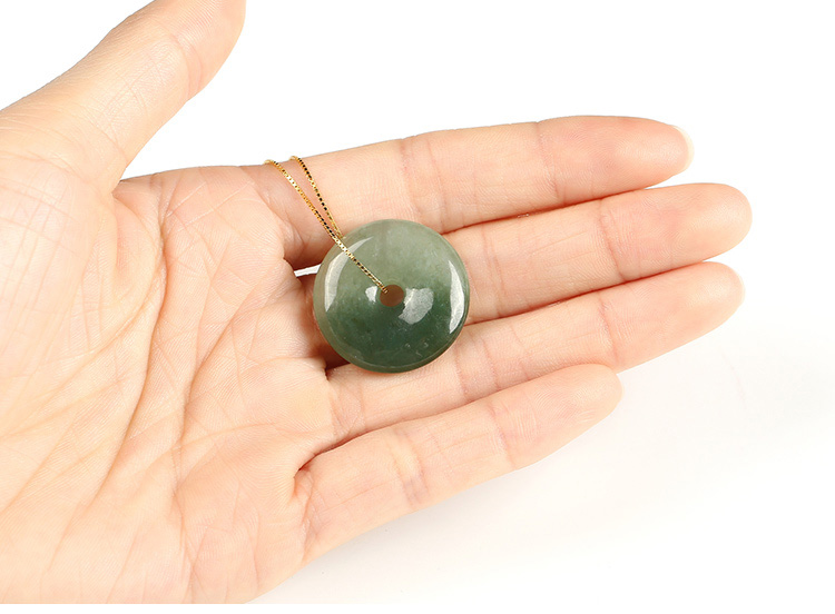 天然a货冰油青飘花翡翠平安扣