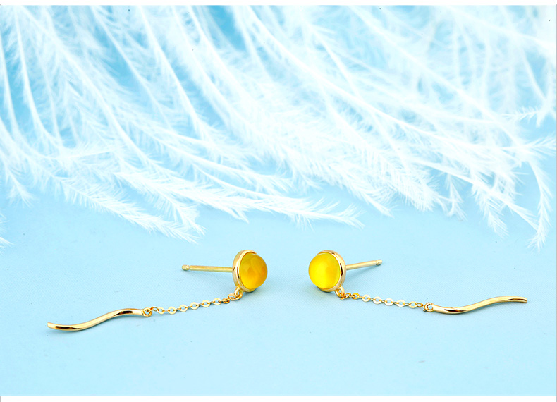 天然葡萄石耳钉18k金耳环