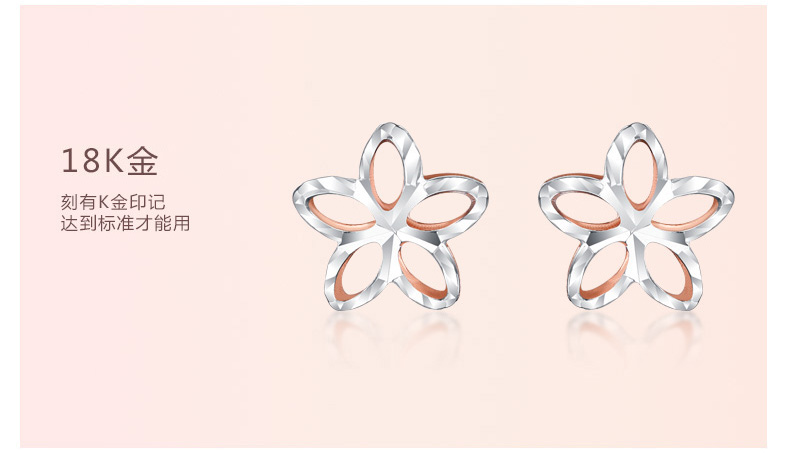 18k金车花款耳饰女