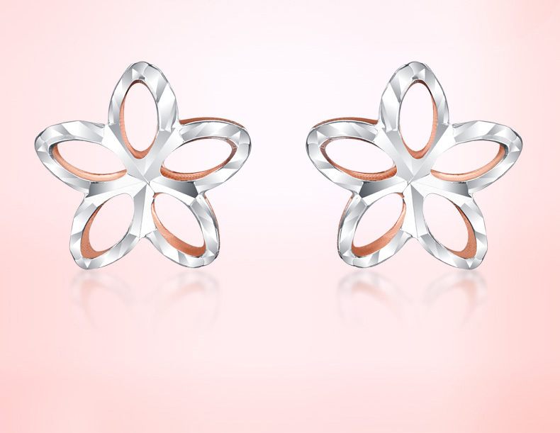 18k金车花款耳饰