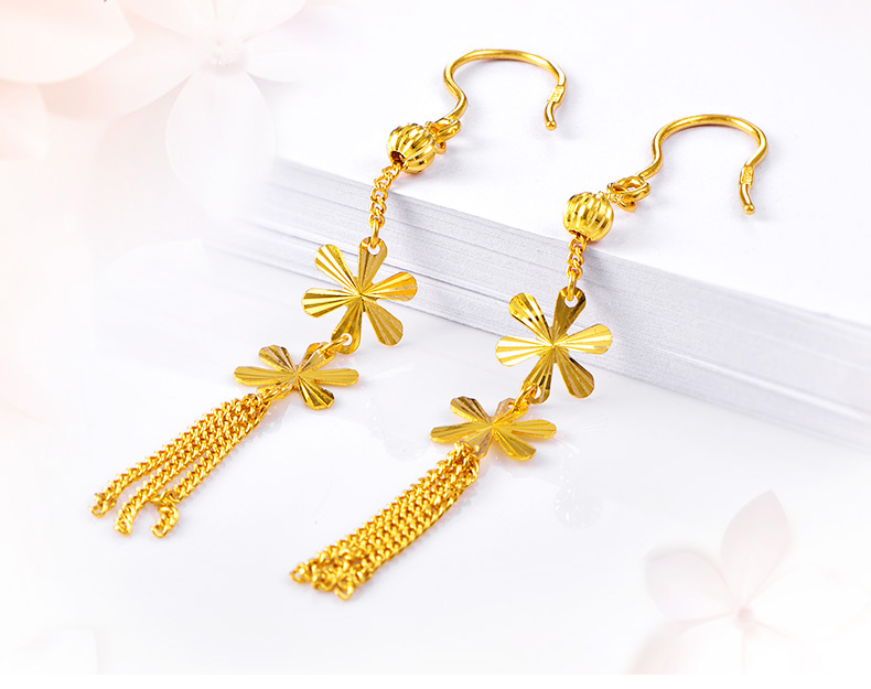 足金流苏长款耳坠