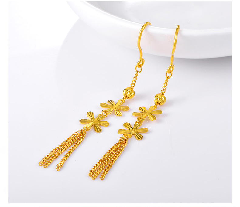 足金流苏长款耳坠实拍图