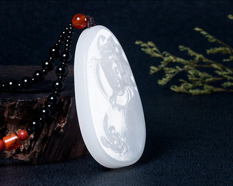 新疆天然和田玉弥勒佛吊坠女羊脂白玉观音玉牌男玉佩情侣玉石玉坠