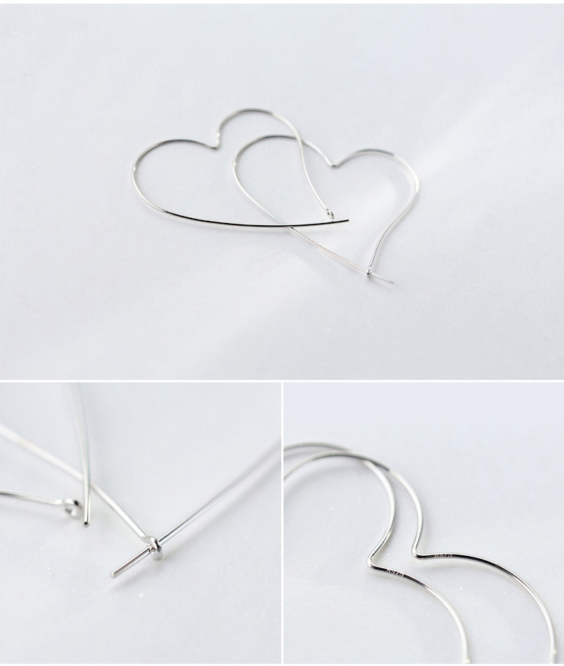 925银镂空大爱心夸张耳环