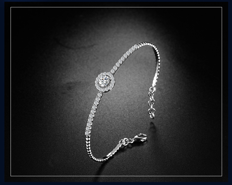 群镶调节白金钻石手镯