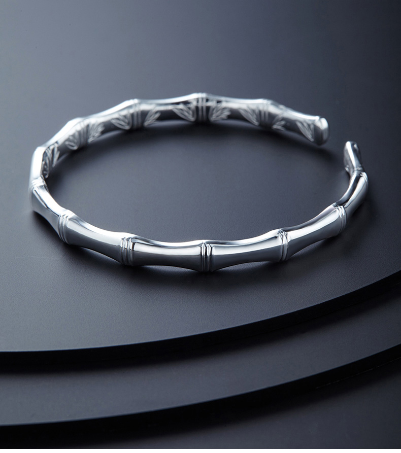 999纯银竹报平安银手镯