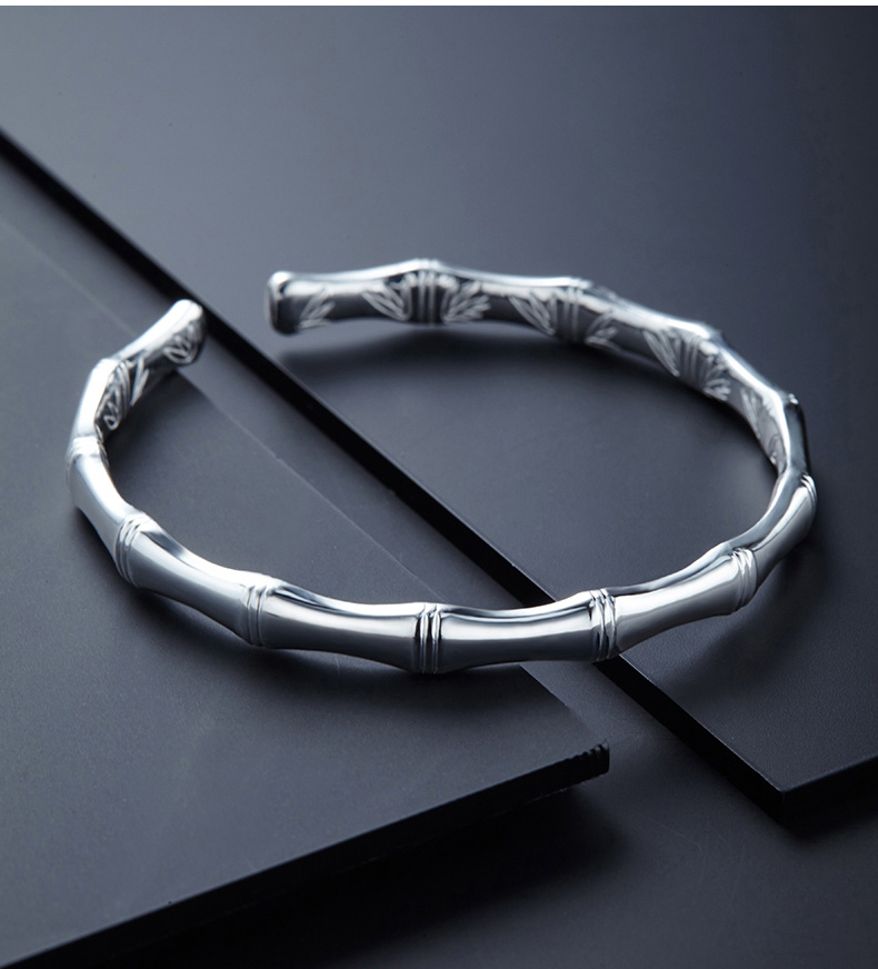 999纯银情侣款时尚实心银镯子银饰