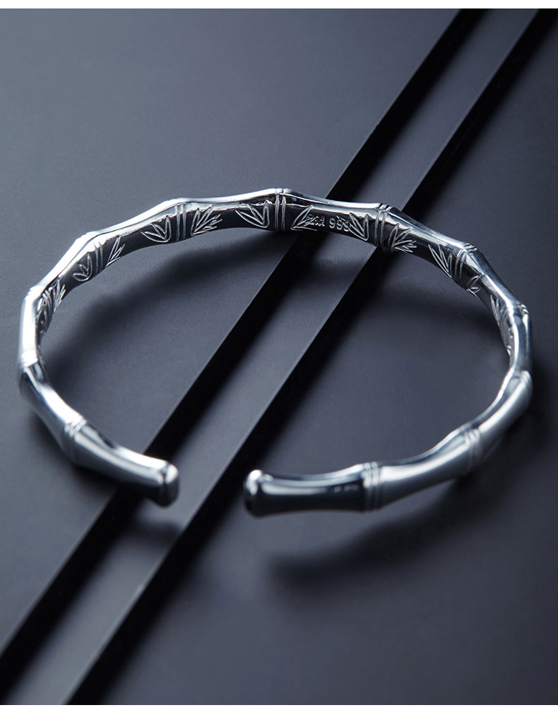 竹报平安银手镯情侣款