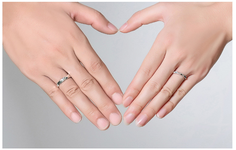 999纯银情侣日韩简约活口男女对戒