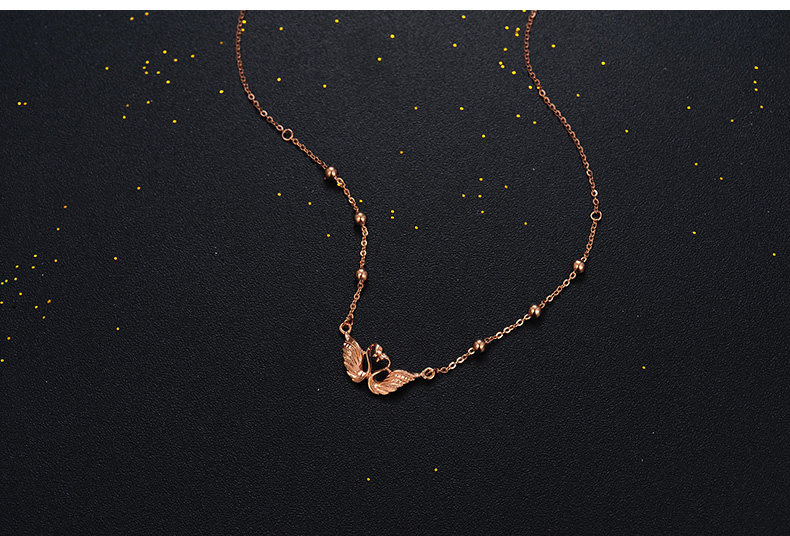 18K金项链女玫瑰金彩金色天鹅套链