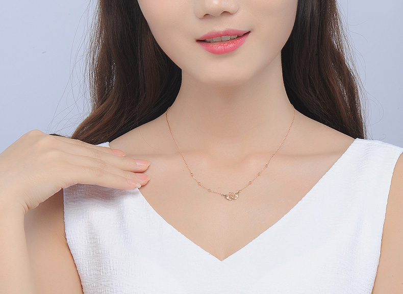 彩金色天鹅套链K金项链18K吊坠套链