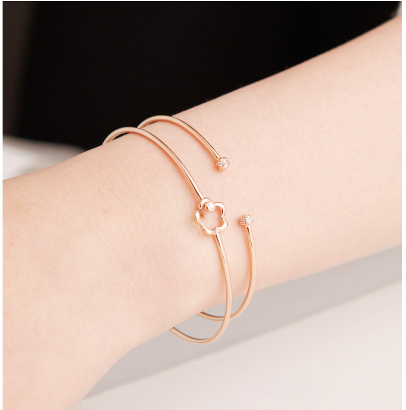 彩金手镯女18k玫瑰金