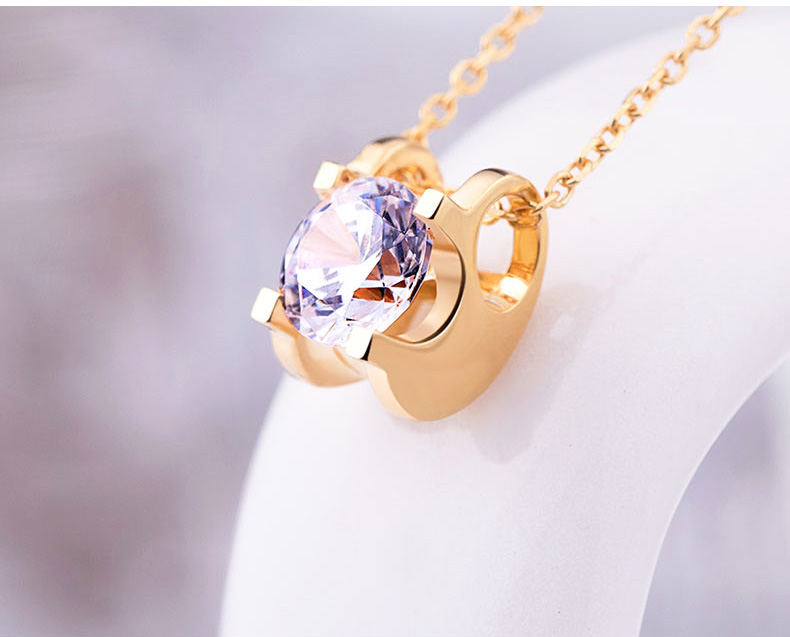 韩版简约心形托帕石吊坠锁骨链