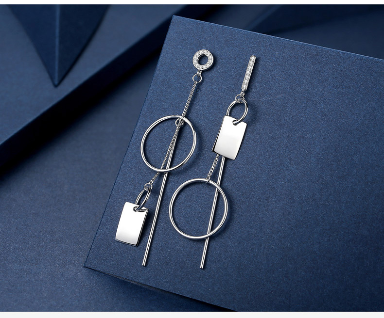 不对称长款耳线女