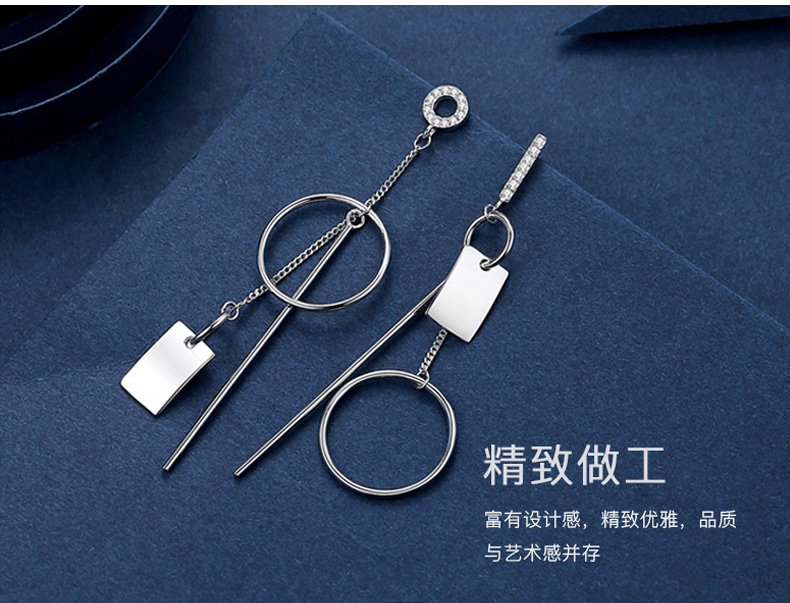 日韩气质吊坠个性925纯银耳钉坠简约