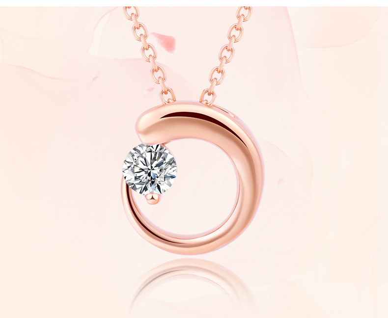 18K彩金简约月亮吊坠情人节送女友生日礼物