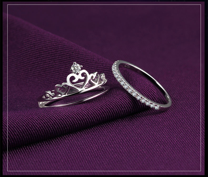 18k金钻石白金皇冠钻戒女戒