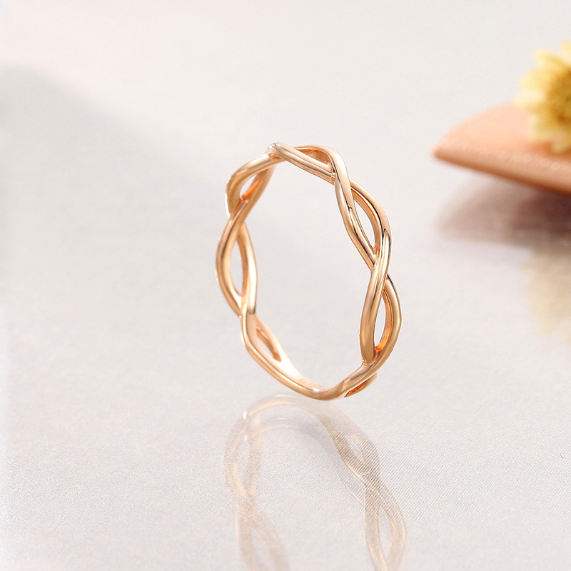 镂空18K金玫瑰金戒指