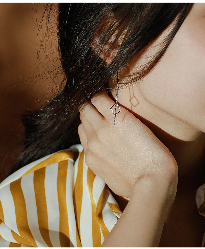 韩国S925银长款耳线