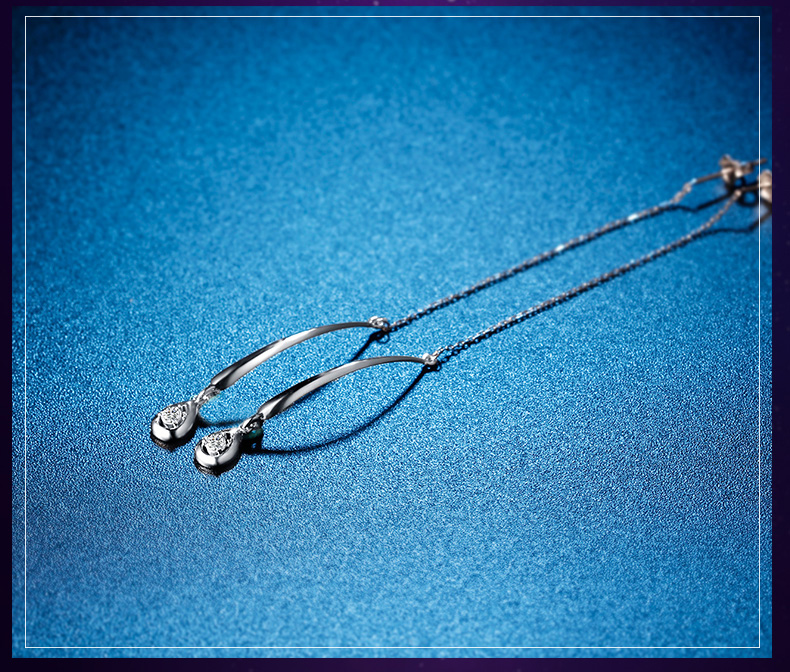 18k金流苏长款钻石耳钉女