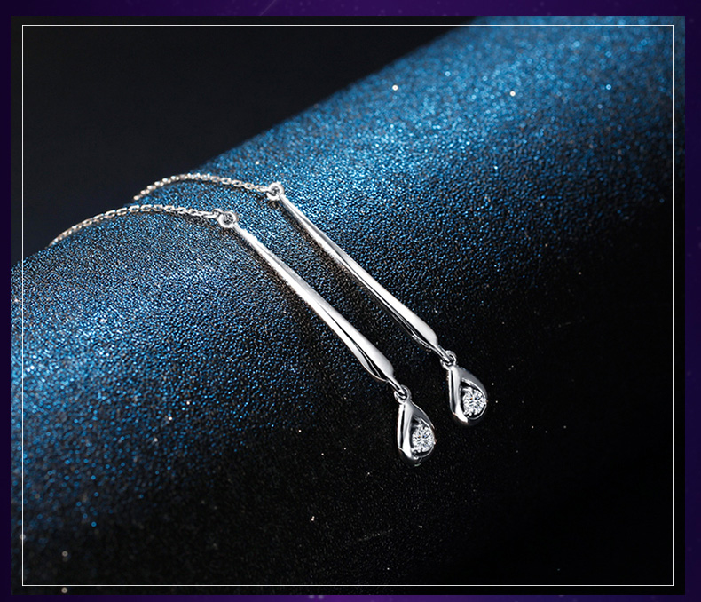 18k金流苏长款钻石耳钉