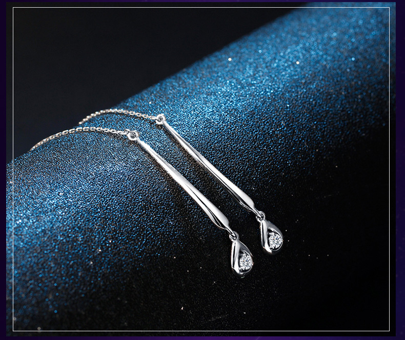 18k金流苏长款钻石pt950铂金耳饰